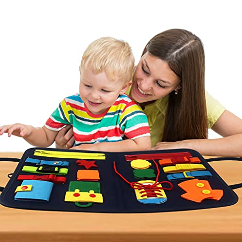 sharprepublic Tablero Ocupado Cognición Montessori Actividad de Viaje Aprendizaje en avión Vestirse Mantenerse Ocupado Libros de Tela de Fieltro Niños pequeños