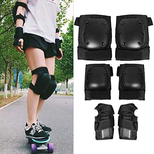 Shipenophy Soporte Protector, 6PCS EN UN Juego Protectores De Muñeca, Y Rodilla FUNCIÓN Almohadilla De Equipo De Seguridad para Adultos para Patineta para Patinar(Metro)