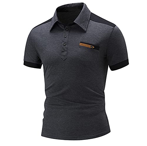 Shirt Ocio Hombre Botón Básico Verano Tapeta Manga Corta Hombre Shirt Empalme Elástico Botones Moda Diseño Hombre T-Shirt Golf Deporte Al Aire Libre Hombre Polo