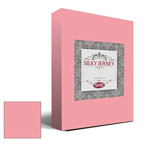 Silky Jersey - Sábanas bajeras 100% algodón Peinado, Jersey elástico de Tacto Suave, Sábana Resistente a Las Arrugas sin Plancha para colchón de hasta 30 cm de Altura - 200x200+30 cm Rosa