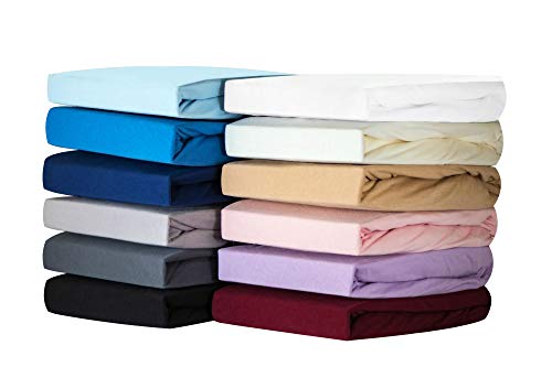 Silky Jersey - Sábanas bajeras 100% algodón Peinado, Jersey elástico de Tacto Suave, Sábana Resistente a Las Arrugas sin Plancha para colchón de hasta 30 cm de Altura - 200x200+30 cm Rosa