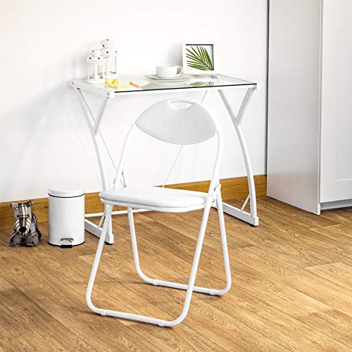Silla de escritorio plegable - Con acolchado y estructura en blanco - Pack de 2
