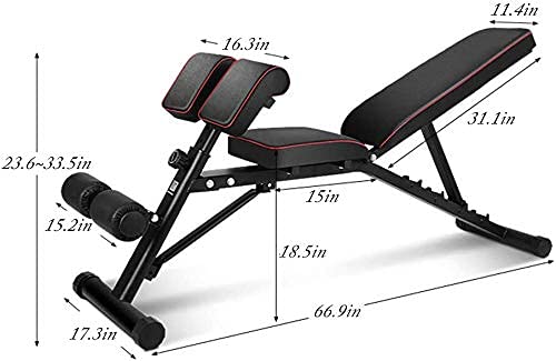 Silla de fitness multifuncional Banco con mancuernas Banco multifuncional con mancuernas Banco inclinado de altura ajustable, Banco de extensión de espalda hiper abdominal multifuncional, Entrenamient
