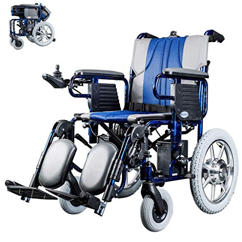 Silla de Ruedas, Silla de Ruedas eléctrica Silla de Ruedas eléctrica Plegable Sistema de Control Dual Ligero Motor Doble de conmutación Manual/eléctrica para discapacitados y Ancianos Hemiplejia P