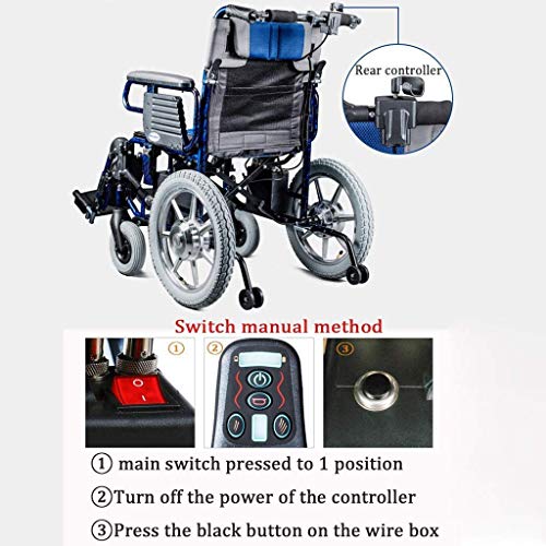 Sillas de Ruedas eléctricas Ligeras, Silla de Ruedas eléctrica Plegable portátil con Palanca de Mando Conmutación Manual/eléctrica para discapacitados y Ancianos Hemiplejia Paraplejia, portátil