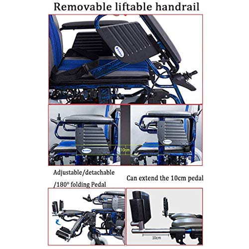 Sillas de Ruedas eléctricas Ligeras, Silla de Ruedas eléctrica Plegable portátil con Palanca de Mando Conmutación Manual/eléctrica para discapacitados y Ancianos Hemiplejia Paraplejia, portátil