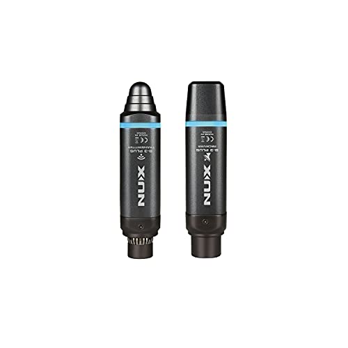 Sistema de micrófono inalámbrico Nux B-3 Plus de 2,4 Ghz, adaptador de micrófono inalámbrico (módulo enchufable XLR, calidad de audio de alta definición de 24bit/44,1KHz), negro