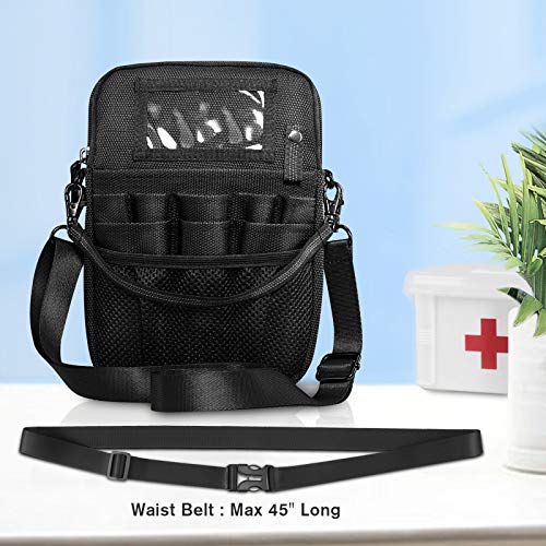 SITHON Riñonera para Enfermera con Soporte de Cinta, Multifuncional Organizador Bolsa de Slmacenamiento para Estetoscopios, Tijeras para Vendajes y Otros Suministros Médicos, (Negro)