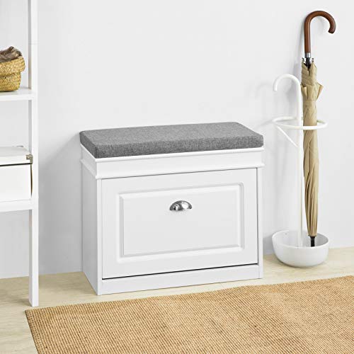 SoBuy FSR82-K-W Banco Zapatero con 1 Cajón Organizador para Zapatos 60 x 24 x 51 cm ES