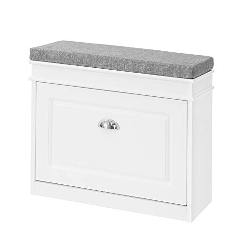 SoBuy FSR82-K-W Banco Zapatero con 1 Cajón Organizador para Zapatos 60 x 24 x 51 cm ES