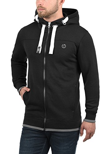 !Solid BenjaminZip Chaqueta Sudadera con Capucha Hoodie para Hombre con Capucha con Cremallera con Forro Polar Suave Al Tacto, tamaño:L, Color:Black (9000)