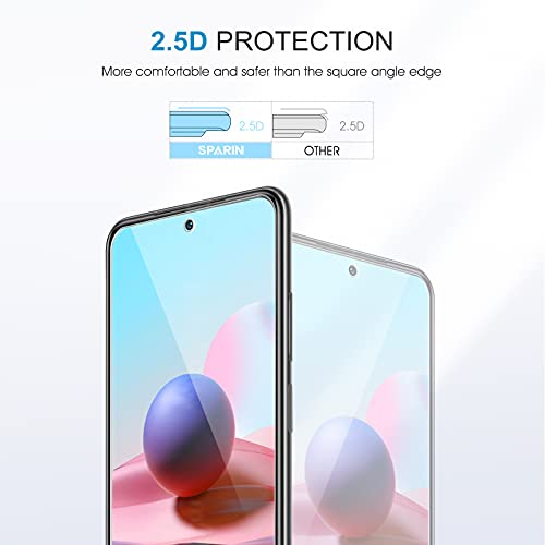 SPARIN 5 Piezas Protector de Pantalla para Xiaomi Redmi Note 10 4G / Note 10S, 3 Piezas Cristal Templado + 2 Piezas Lente de Cámara, Alta definición