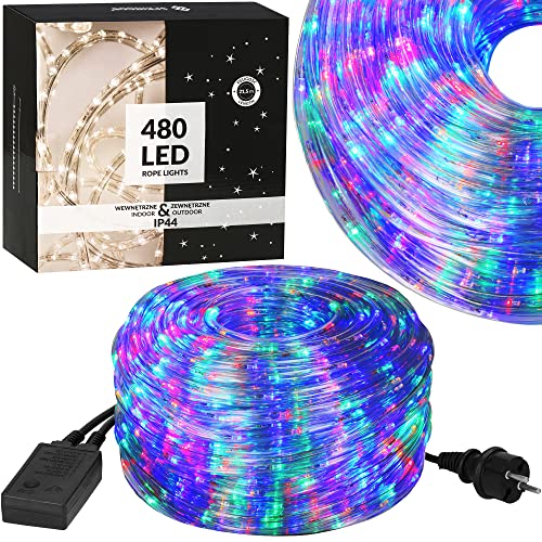 SPRINGOS Manguera de luz LED 480 Cadena de luz LED Programador de 21,5 metros 8 funciones Fuente de alimentación IP44 Decoración navideña Decoración de fiesta