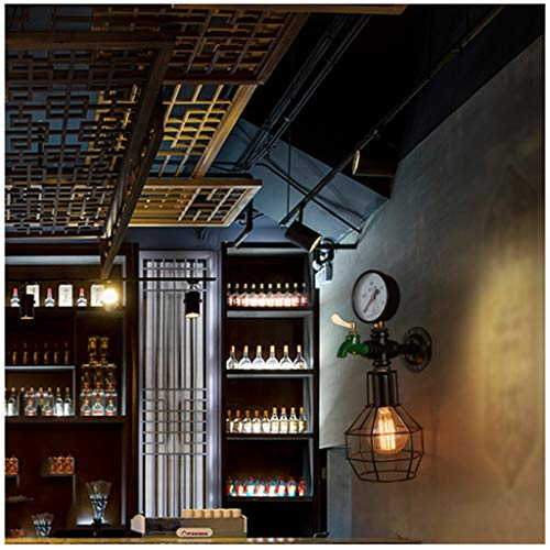 Steampunk Lámpara Pared,Loft Industrial Personalidad Retro Lámpara Pared Creativa Restaurante Bar Decoración Hierro Forjado Lámpara Grifo Tubería Agua Sala Estar Península Cocina Barra Iluminación E27