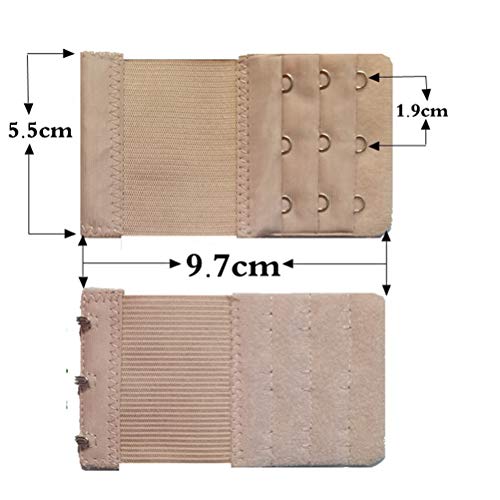 SUPVOX 6pcs Extensor de la correa del sujetador Sujetador alargado Correa elástica Sujetador elástico Extensión Hebilla 2 Ganchos 3 Ganchos (Negro Albaricoque Blanco)