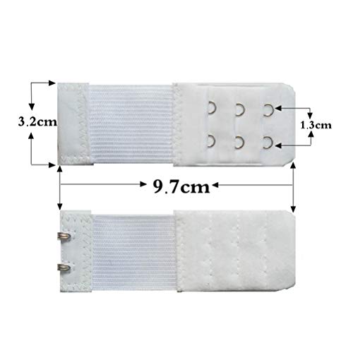 SUPVOX 6pcs Extensor de la correa del sujetador Sujetador alargado Correa elástica Sujetador elástico Extensión Hebilla 2 Ganchos 3 Ganchos (Negro Albaricoque Blanco)