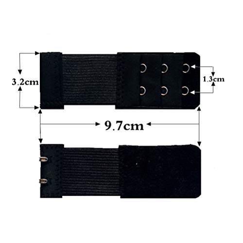 SUPVOX 6pcs Extensor de la correa del sujetador Sujetador alargado Correa elástica Sujetador elástico Extensión Hebilla 2 Ganchos 3 Ganchos (Negro Albaricoque Blanco)