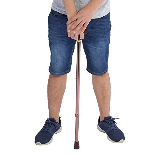 Taidda Bastón, bastón de aleación de Aluminio Altura de 10 Niveles Cobre/Plata Opcional Ajustable Antideslizante Bastón de Seguridad para Anciano de Metal 24-38inch-Cobre
