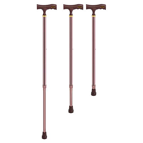 Taidda Bastón, bastón de aleación de Aluminio Altura de 10 Niveles Cobre/Plata Opcional Ajustable Antideslizante Bastón de Seguridad para Anciano de Metal 24-38inch-Cobre