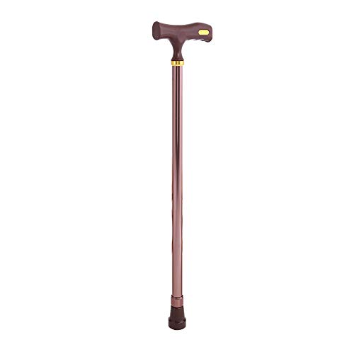 Taidda Bastón, bastón de aleación de Aluminio Altura de 10 Niveles Cobre/Plata Opcional Ajustable Antideslizante Bastón de Seguridad para Anciano de Metal 24-38inch-Cobre