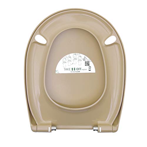 Tapa WC Universal LUVETT C100 ovalado con 3 tipos diferentes de bisagras de acero, caída amortiguada SoftClose y sistema de fácil extracción. Asiento de inodoro antibac, C:Beige Bahama