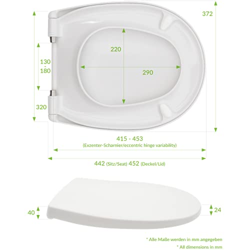 Tapa WC Universal LUVETT C100 ovalado con 3 tipos diferentes de bisagras de acero, caída amortiguada SoftClose y sistema de fácil extracción. Asiento de inodoro antibac, C:Beige Bahama