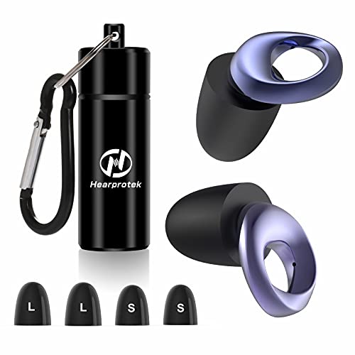 Tapones para los oídos para dormir, Hearprotek Puntas de espuma viscoelástica mejoradas Tapones para los oídos bloqueo de sonido cancelación de ruido para reducción de ruido, sueño ligero (Purple)