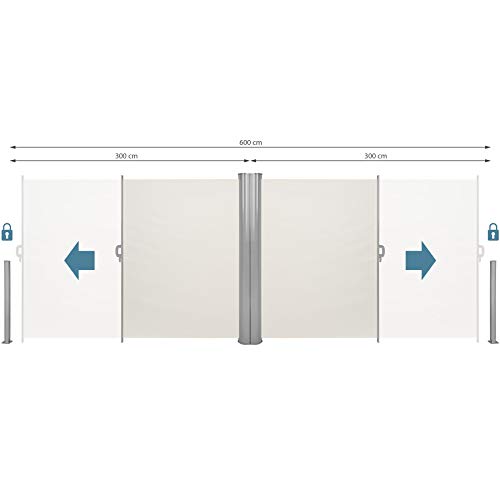 TecTake 800387 Toldo Lateral Doble Separador Retráctil Terraza Protección Jardin de Vivienda y de Base Postes Completo de Aluminio Tamaños (Beige | 180x600cm | No. 402336)