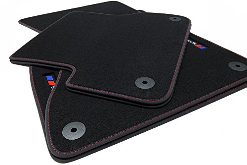 teileplus24 F657 Alfombras de Goma Sportline Design para BMW 5er E60 E61 2003-2010, Costura:Rojo