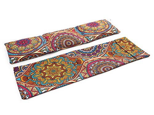 TERMOSAK Saco térmico de semillas 45x14 cm + funda, con separaciones, cojín térmico calor/frío de semillas alta duración y lavanda con funda lavable de misma tela (45x14 + funda, Mandala)