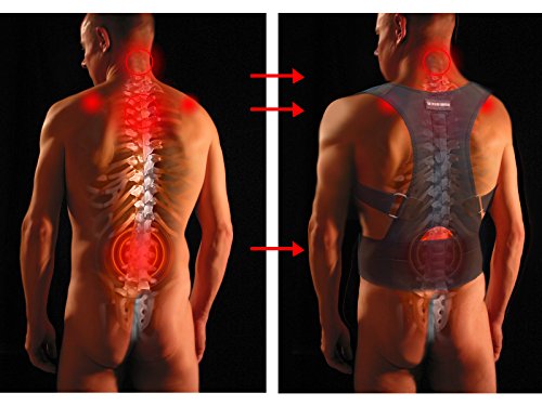 THE HEALING UNIVERSE Volver Corrector de Postura Brace – Férula para Espalda y Mejor cifosis torácica – Lomo y Alivio de Dolor de Espalda con imanes – para Mujeres y Hombres (Negro, Small)