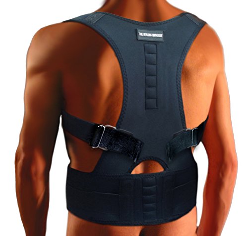 THE HEALING UNIVERSE Volver Corrector de Postura Brace – Férula para Espalda y Mejor cifosis torácica – Lomo y Alivio de Dolor de Espalda con imanes – para Mujeres y Hombres (Negro, Small)