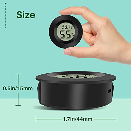 Thlevel Mini Termómetro Higrómetro Digital Interior de Temperatura y Humedad, Negro (3 PCS - B)
