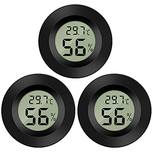 Thlevel Mini Termómetro Higrómetro Digital Interior de Temperatura y Humedad, Negro (3 PCS - B)