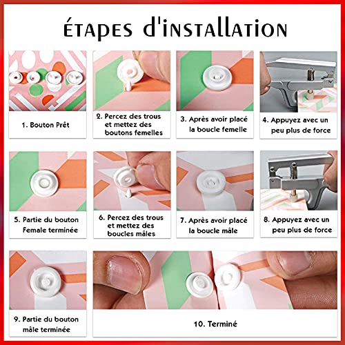 TOAOB 240 Set 12 mm Botones Redondos de Blanco y Negro T5 Plástico Botón de Presión para Ropa DIY y Manualidades DIY Coser Artesanía