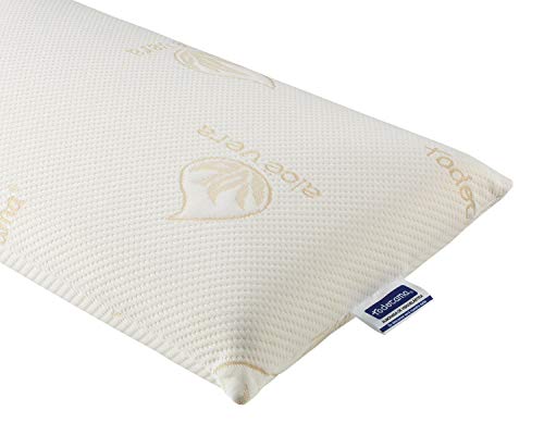 Todocama - Almohada viscoelástica, Antiácaros y Antibacterias. Núcleo Compacto. Doble Funda con Cremallera. Tejido Aloe Vera. Termorregulable adaptabilidad al Cuello. (90 cm)