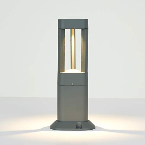 Topmo-plus LED Poste Iluminación Poste de Exterior Luz Aluminio / 7W LED bridgelux COB 770LM / Poste de Patio en Moda Impermeable paisaje/Caminos/Patio IP65 triángulo 3000K 30CM antracita
