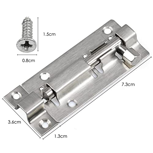 TRIXES Cerradura de Puerta de 75 mm para Cuarto de Baño WC Vestidor Dormitorio Se Cierra Fácilmente corriendo el Pestillo