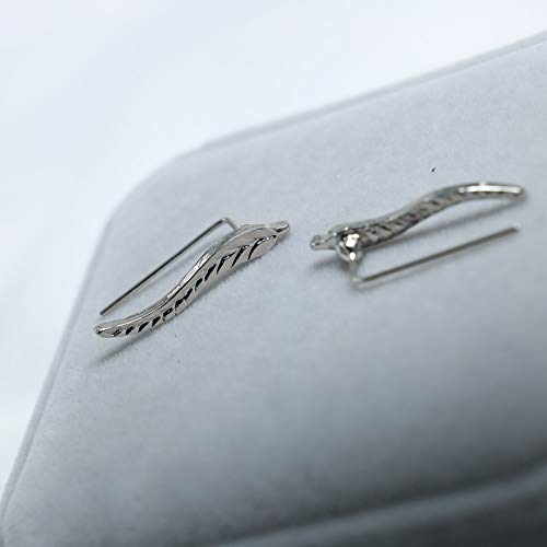 TseenYi Pendientes de oreja de hoja con diseño de hojas y orugas, pendientes minimalistas para mujeres y niñas (dorado)