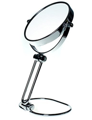 TUKA Plegable Cosmética Espejo 10X Aumento, 5" Espejos para baño, Espejo de Mesa para Afeitar y Maquillar, ø 12,5cm Espejos, Cara Doble 1:1 y 1:10 Ampliación, Compacto Espejo para Viajar, TKD3124-10x