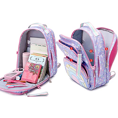 UKKD Mochila Escolar Mochila De La Escuela De La Escuela De La Escuela Linda De La Colonia Grande Mochila Impermeable Bagpack del Arco Iris Bolsas De Libro Dulce para Las-Style 2 Pink