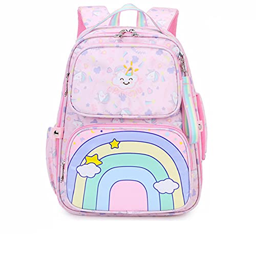 UKKD Mochila Escolar Mochila De La Escuela De La Escuela De La Escuela Linda De La Colonia Grande Mochila Impermeable Bagpack del Arco Iris Bolsas De Libro Dulce para Las-Style 2 Pink