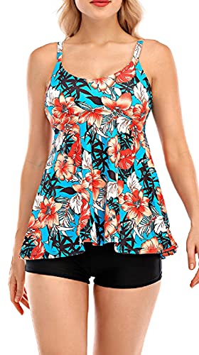 UMIPUBO Conjunto de Bikini para Mujer Traje de Baño en Dos Piezas Tankini Vest + Short de Baño Traje Conjunto de Bañador Swimsuit Ropa de Playa (A, M)