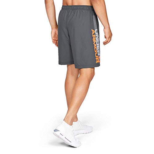 Under Armour Woven Graphic Wordmark, pantalón corto hombre, Gris (Pitch Gray / Orange Glitch) , M
