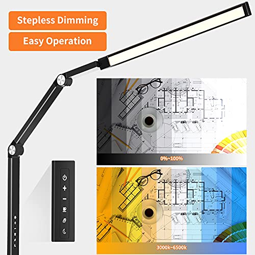 Uping Luz Escritorio Lámpara de Escritorio Led Plegable Flexo de Escritorio - Protección Ocular Brazo Giratorio Modo Control Táctil Función de Memoria Inteligente Para Oficina Lectura Estudios