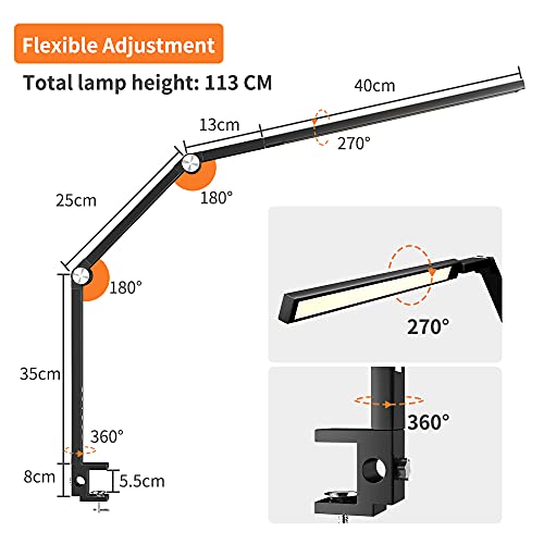 Uping Luz Escritorio Lámpara de Escritorio Led Plegable Flexo de Escritorio - Protección Ocular Brazo Giratorio Modo Control Táctil Función de Memoria Inteligente Para Oficina Lectura Estudios
