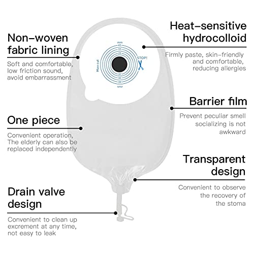 Urostomía colostomía bolsas desechable orina incontinencia productos parasomal colostomía eviden kit 10 unids bolsa de ostomía una pieza 15-45mm diseño anti-reflujo bolsa de drenaje tapón de silicona