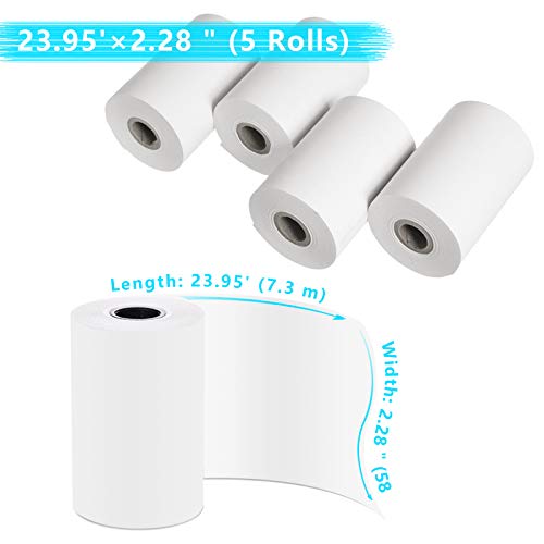 Ushining 5 rollos de papel de impresión para cámara infantil, impresión instantánea, papel térmico, recambio para cámara infantil (longitud: 23,95 pies y anchura: 2,28 pulgadas)