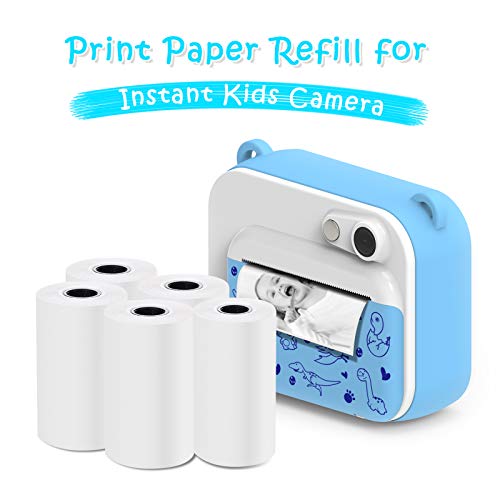 Ushining 5 rollos de papel de impresión para cámara infantil, impresión instantánea, papel térmico, recambio para cámara infantil (longitud: 23,95 pies y anchura: 2,28 pulgadas)