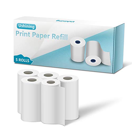 Ushining 5 rollos de papel de impresión para cámara infantil, impresión instantánea, papel térmico, recambio para cámara infantil (longitud: 23,95 pies y anchura: 2,28 pulgadas)